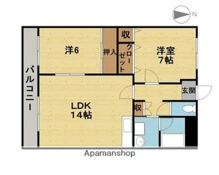 2LDKの間取り画像