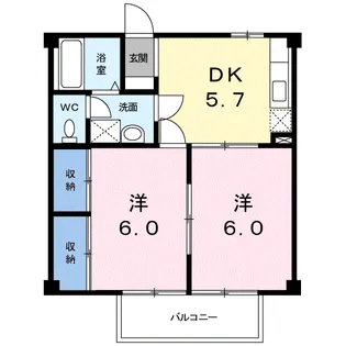 LARGE,GATE輝・A【2階】の間取り
