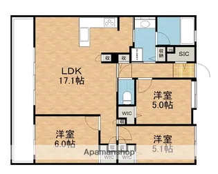 エイルマンション大分中央【13階】の間取り