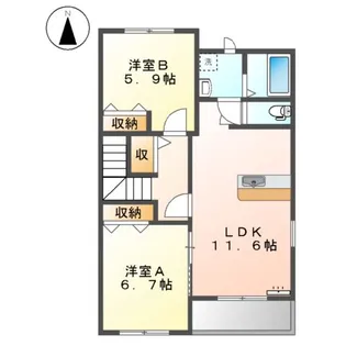 ラ・レーヴ【00201号室】の間取り