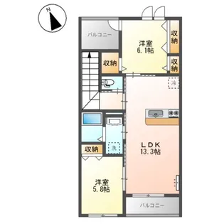 メルヴェーユⅡ【00206号室】の間取り
