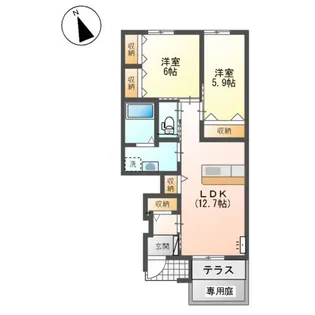 メルヴェーユⅠ【00105号室】の間取り