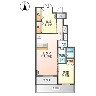 スカイヒルズ寿【1階】の間取り
