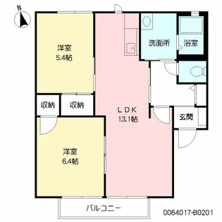 パークサイド田島 Ⅱ棟【201号室】の間取り