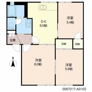 ベルハイツ A棟【1階】の間取り