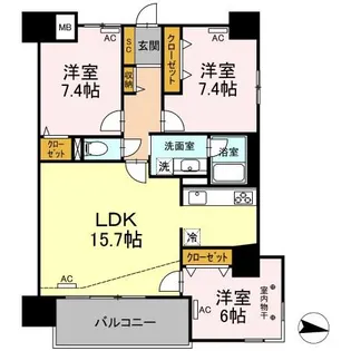 PARK AVENUE EAST【11階】の間取り