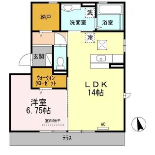ヴォンエルフ古国府 D棟【101号室】の間取り