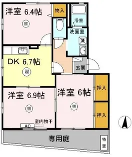 ボヌール羽屋C【1階】の間取り