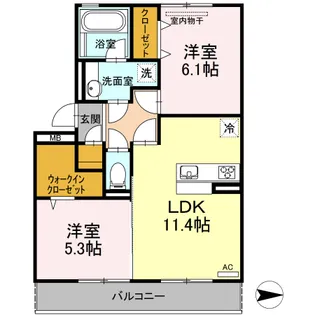 グランドール皆春【3階】の間取り
