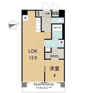 グランアレズ萩原【201号室】の間取り