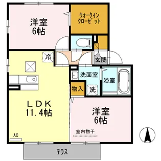 ケイファイブ今津留【102号室】の間取り
