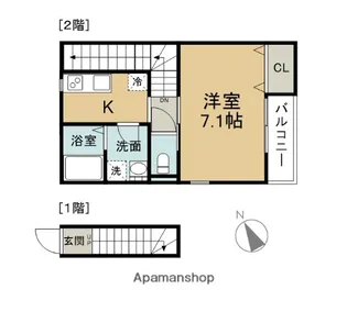 ルシャノワール猪野【206号室】の間取り