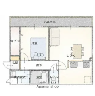 CREA COURT 畑中【3階】の間取り