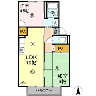 パヒュームタウン B棟【2階】の間取り