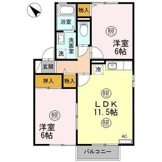 ルミエール・ハサマ A棟【201号室】の間取り