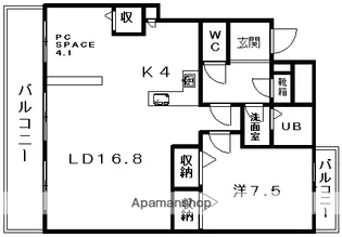 リファレンス城崎【4階】の間取り