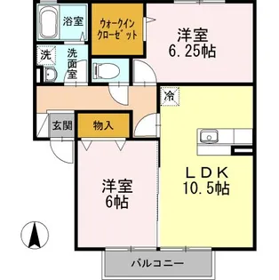 CASA明治北 A【202号室】の間取り