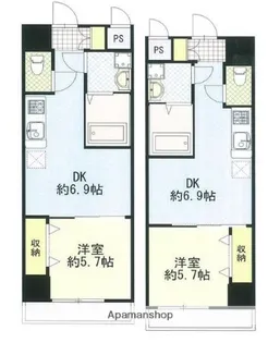 1DKの間取り画像