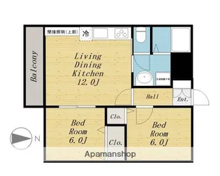 2LDKの間取り画像