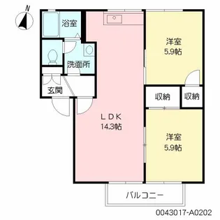 エスペランササキ A棟【2階】の間取り