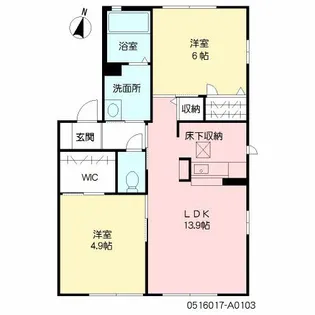 スプールスコート【103号室】の間取り