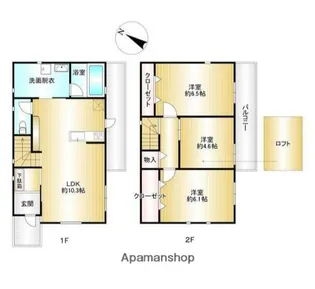 大分県由布市挾間町下市【テラスハウス】の間取り