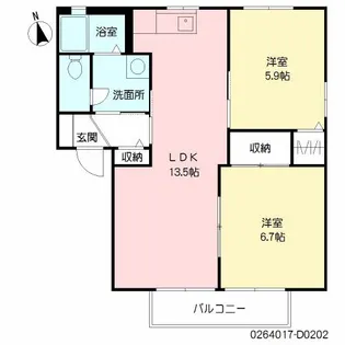 フレグランス・イースト D棟【2階】の間取り