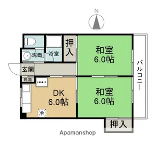 金池マンションB棟【402号室】の間取り