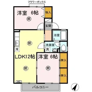 クレール皆春 B棟【2階】の間取り