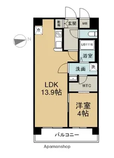 グランアレズ萩原【201号室】の間取り