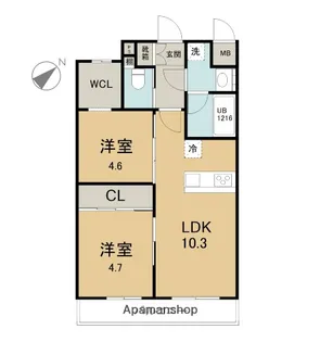 グランアレズ萩原【2階】の間取り