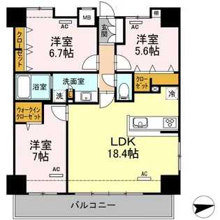 GLANZ KYOEI Ⅵ (グランツ キョーエイ6)【5階】の間取り