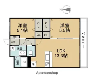 BERRYTS大在【3階】の間取り