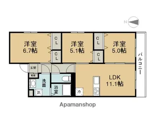 BERRYTS大在【1階】の間取り