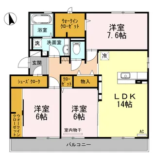 ヴォン・プレミアージュ A棟【3階】の間取り