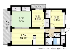 ポラリス中津留【3階】の間取り