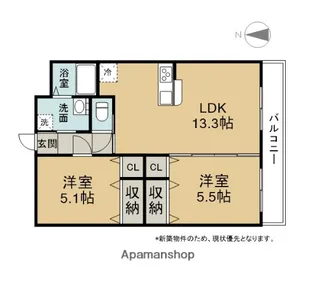 サンリバー三川【2階】の間取り
