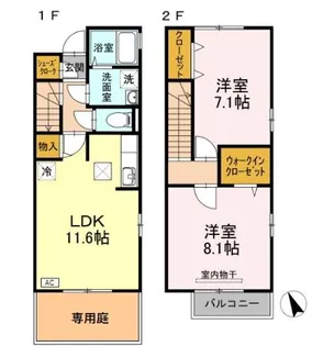 クローバーハウスAB B【1階】の間取り