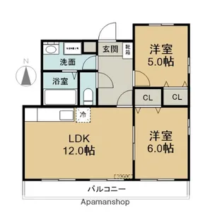 ピースフル松岡【B302号室】の間取り