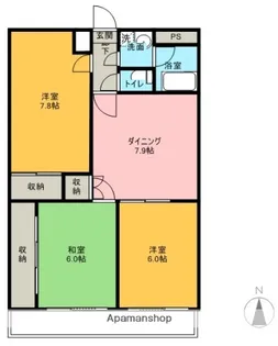 西村マンションⅡ【303号室】の間取り