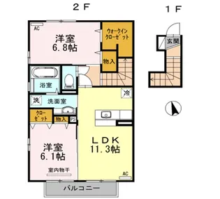 セジュールSAITOU A棟【2階】の間取り