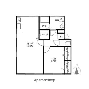 若葉町アパート【102号室】の間取り