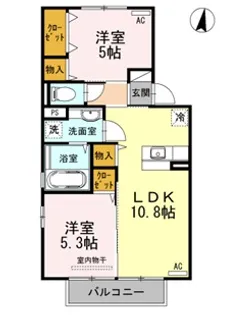 ブライトコート花繰 B棟【2階】の間取り