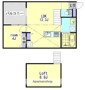 PALAZZO B棟【105号室】の間取り