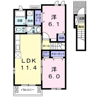 ヴィラ アイリス B棟【203号室】の間取り