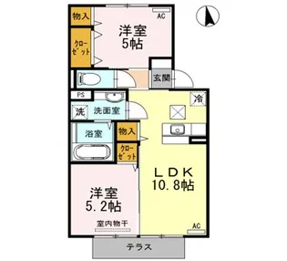 アール ナチュール【102号室】の間取り