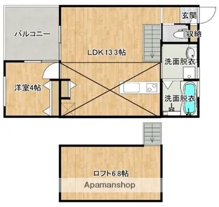 PALAZZO B棟【205号室】の間取り