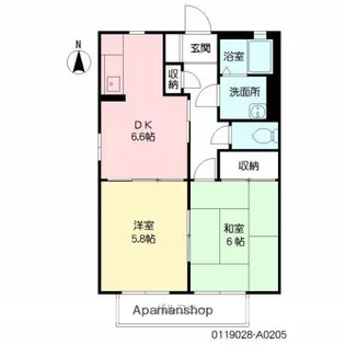 サンテトマト弐番館【205号室】の間取り