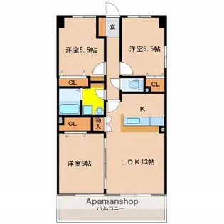 リアン花ヶ島【1階】の間取り