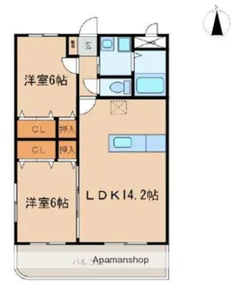 マリベール赤江【1階】の間取り